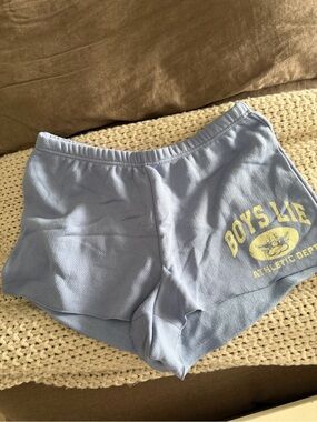 Boys Lie Light Blue Athletic Shorts with Yellow Logo